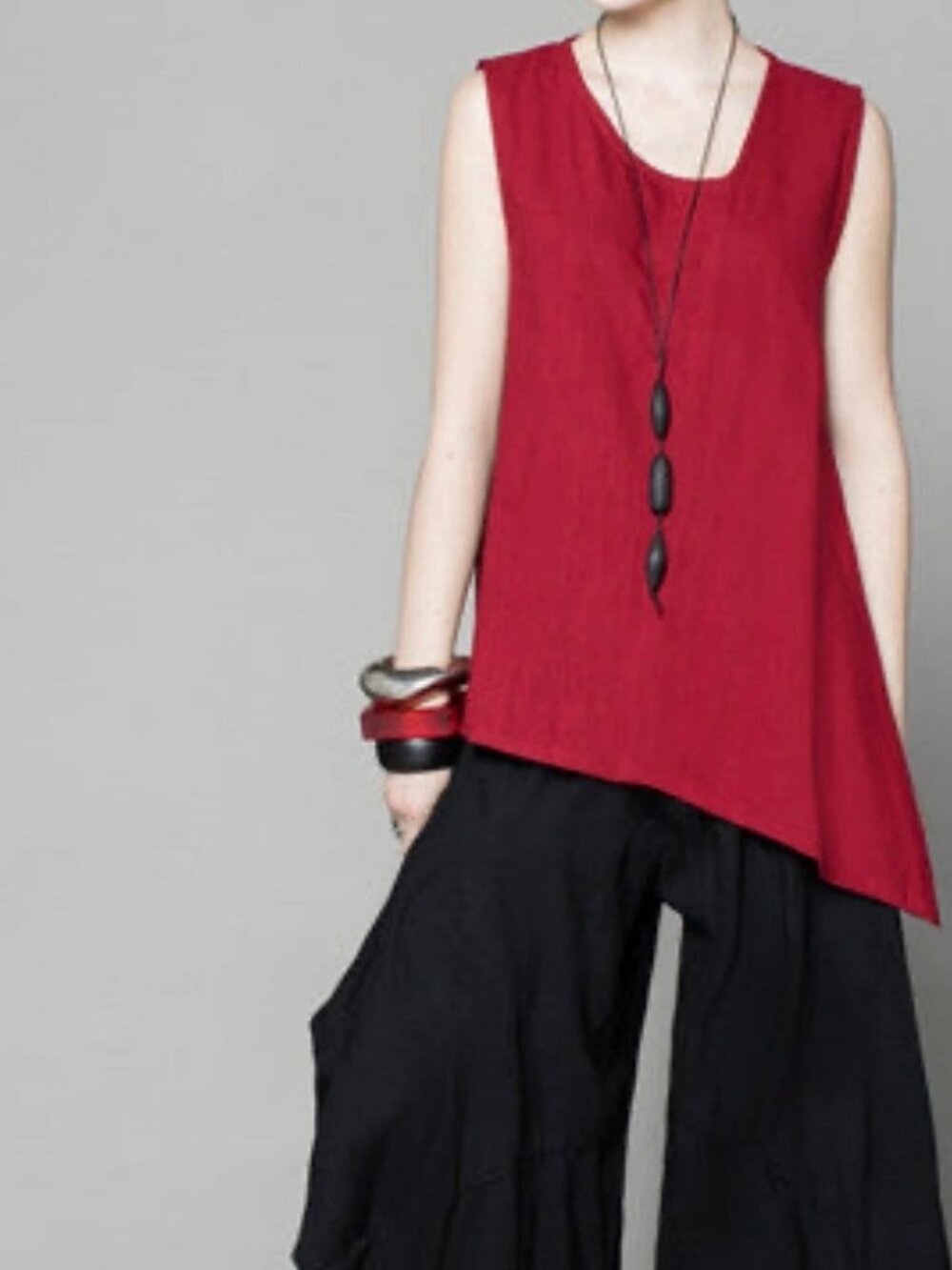 KALIYANA women's  linen sleeveless blouse small